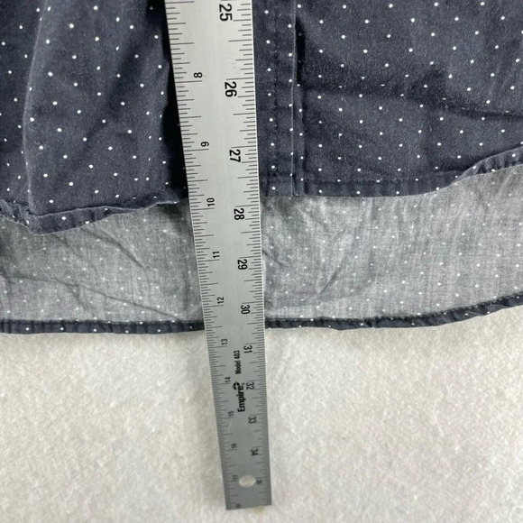 J.Crew Button-Up Shirt Men's Sz M Gray Polka Dot Collared High-Low Hem - Picture 6 of 11